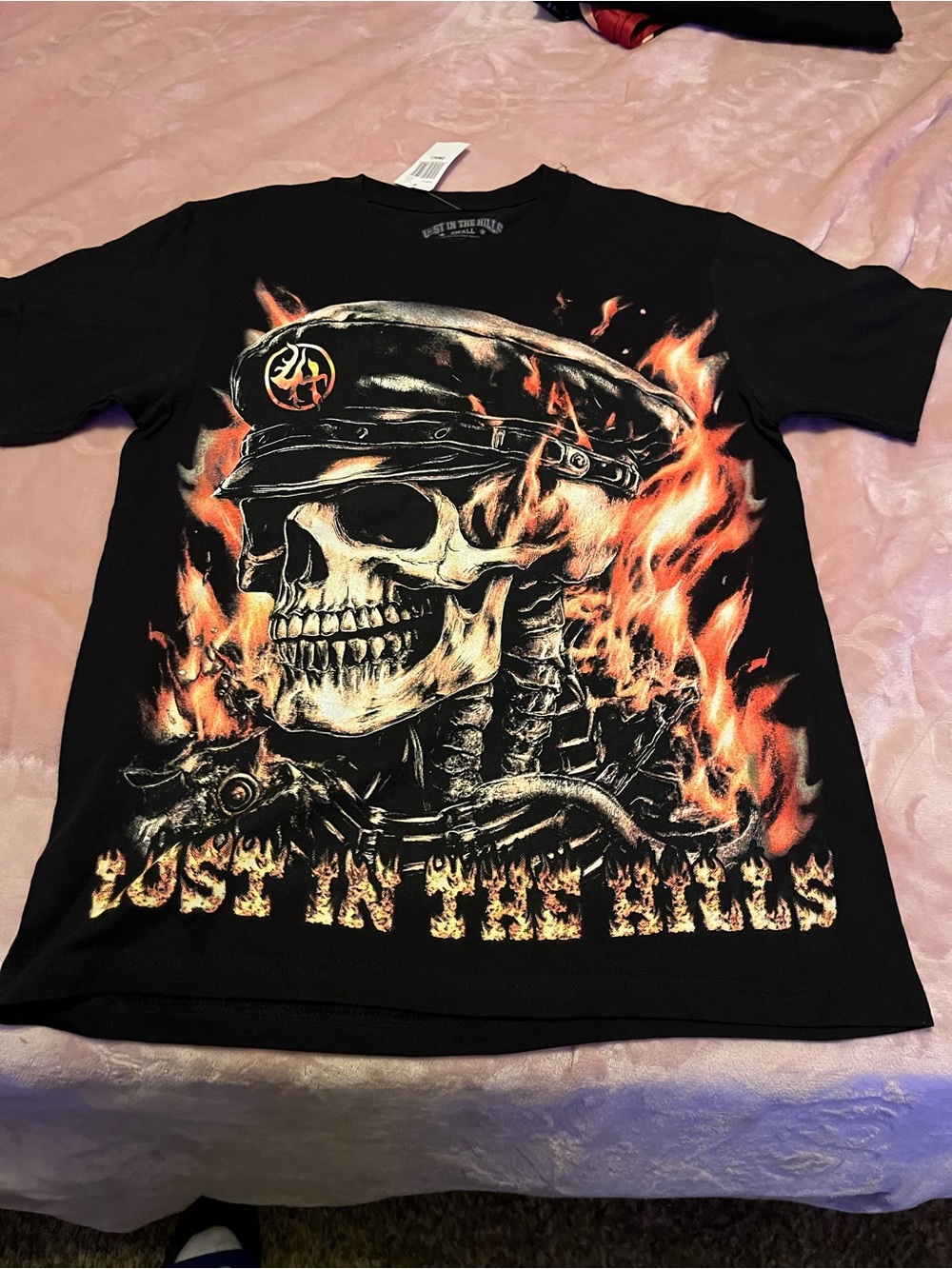 Men's Black Skull & Flame Graphic Short-Sleeve Tee